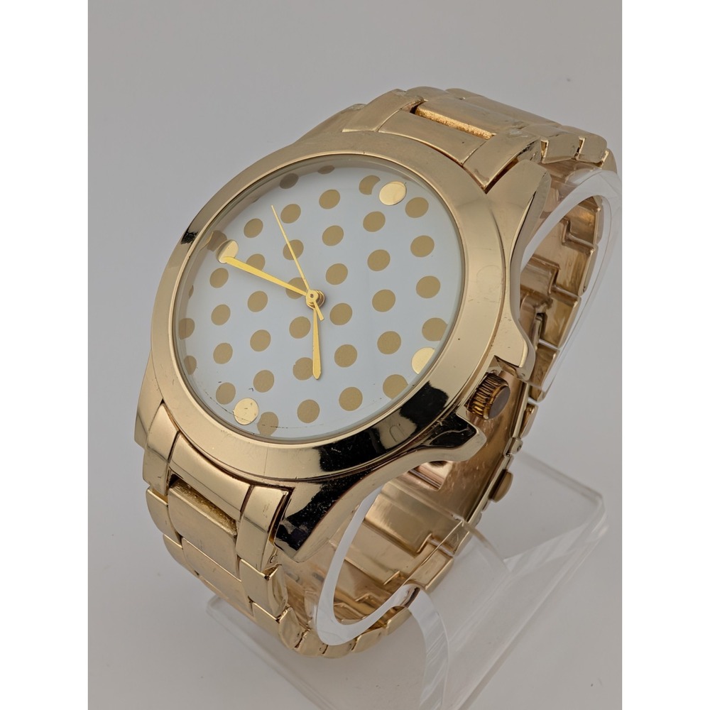 Geneva Polka Dot‎ Watch Women 41mm Case Gold 7.75" Band- New Battery - Picture 2 of 7